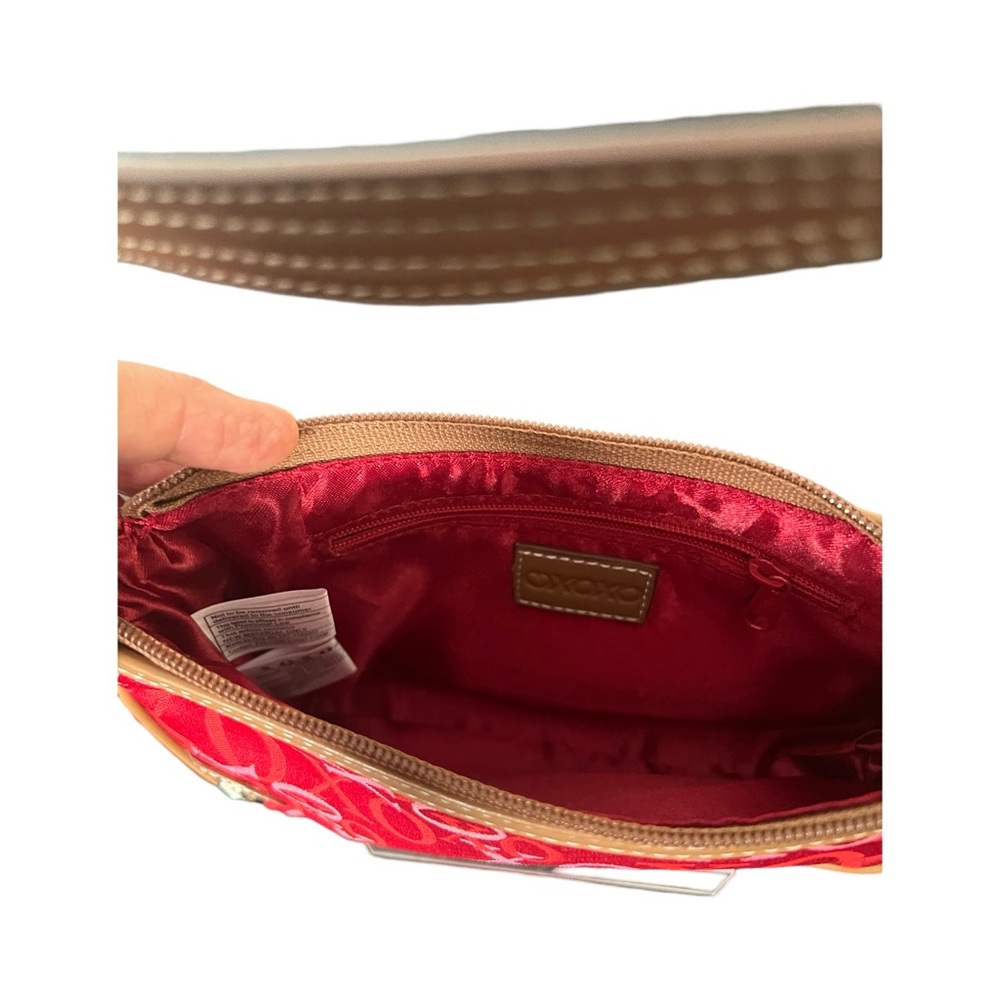 XOXO Vintage Y2K Red Canvas Logo Print Mini Purse w/ Brown Leather Trim - Picture 3 of 7